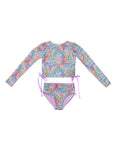 Long Sleeve Bikini Set with Reversible Bottom - Hand Beaded