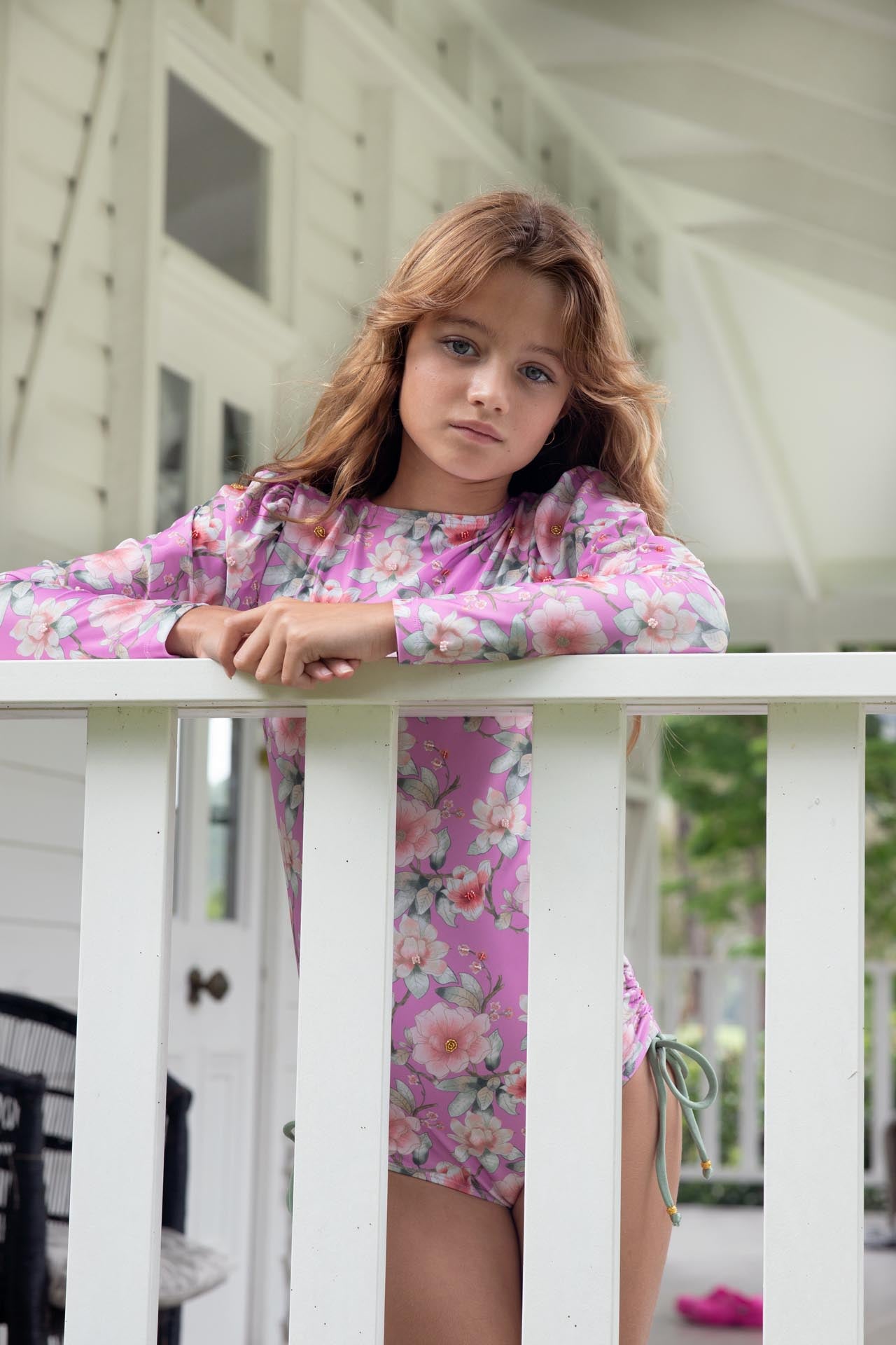 Long Sleeve One Piece Swimsuit with Side Ties