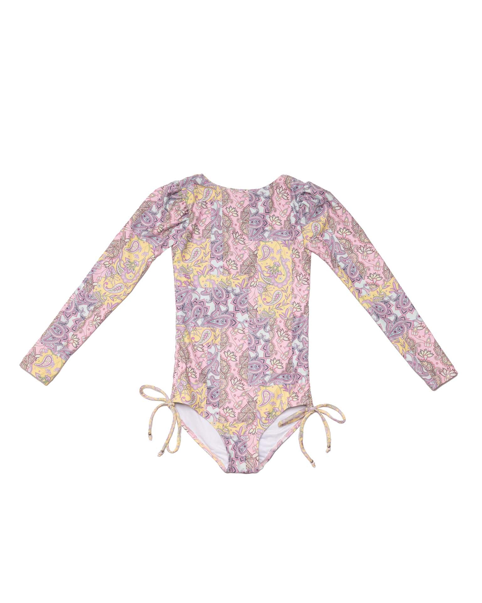 Long Sleeve One Piece Swimsuit with Side Ties