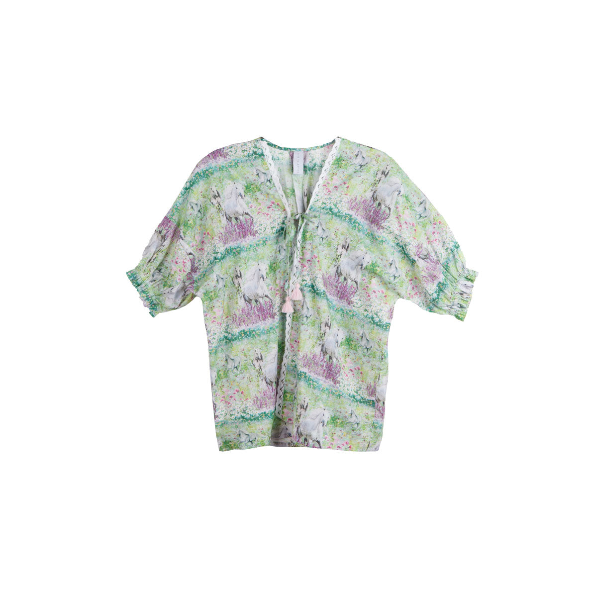 Girls Horses Summer Lightweight Kimono - Front