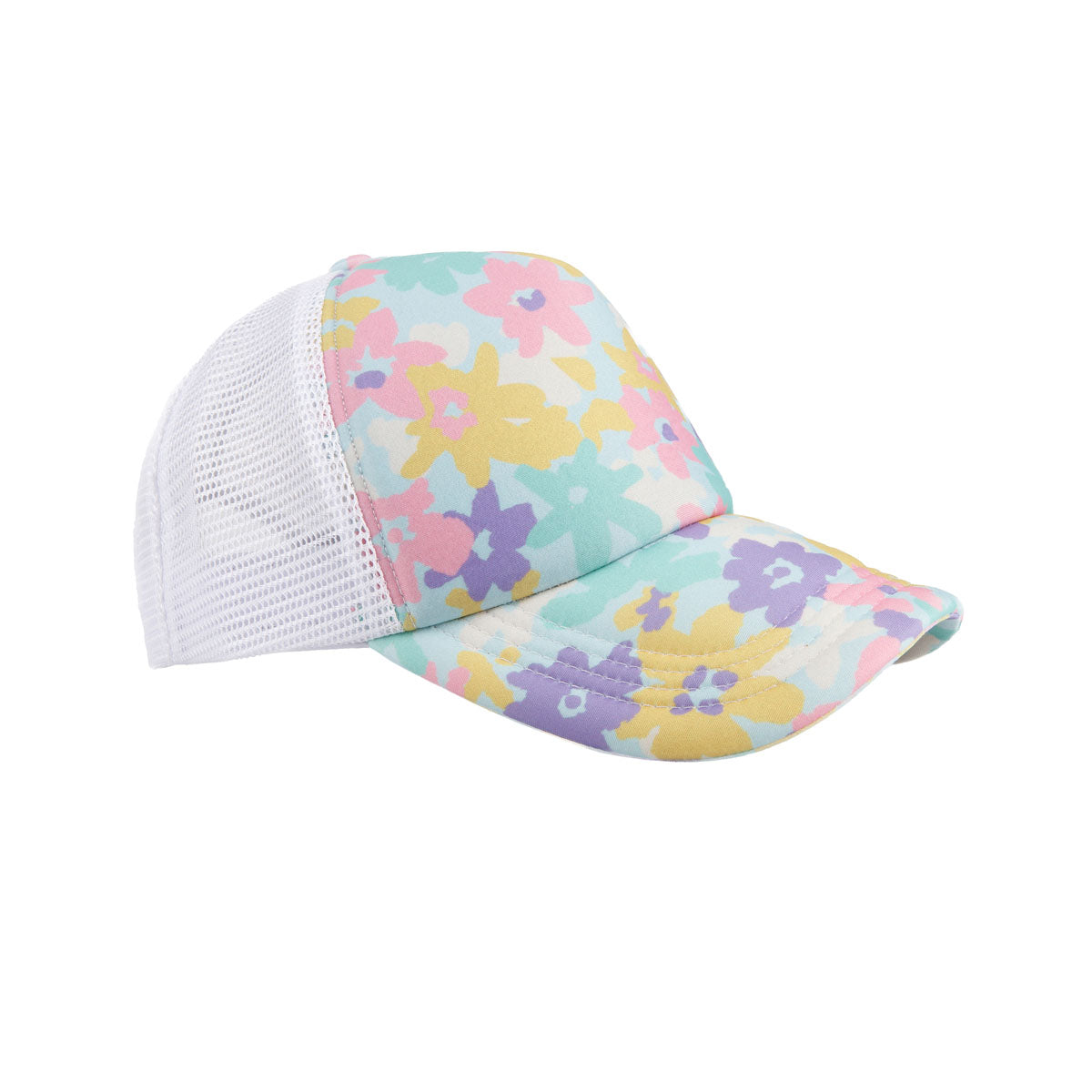 Girls Floral Mesh Trucker Cap