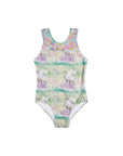 Girls Horses Mesh One Piece Swimsuit - Front