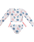 Girls Nautical 2 Piece Swimsuit with Side Ties - Back 1