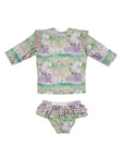 Girls Horses 2 Piece Swimsuit Frilly Bottoms - Back
