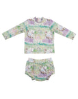Baby Girls Long Sleeve Rashie Swim Set with Nappy - Front