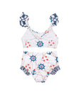 Girls Frilly Nautical Bikini with High Waist - Back