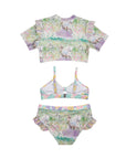Girls Horses 3 Piece Swim Set with Rashie - Back