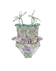 Baby Girls Horses One Piece Swimsuit with Frills - Front