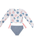 Girls Nautical 2 Piece Swimsuit with Side Ties - Back 2