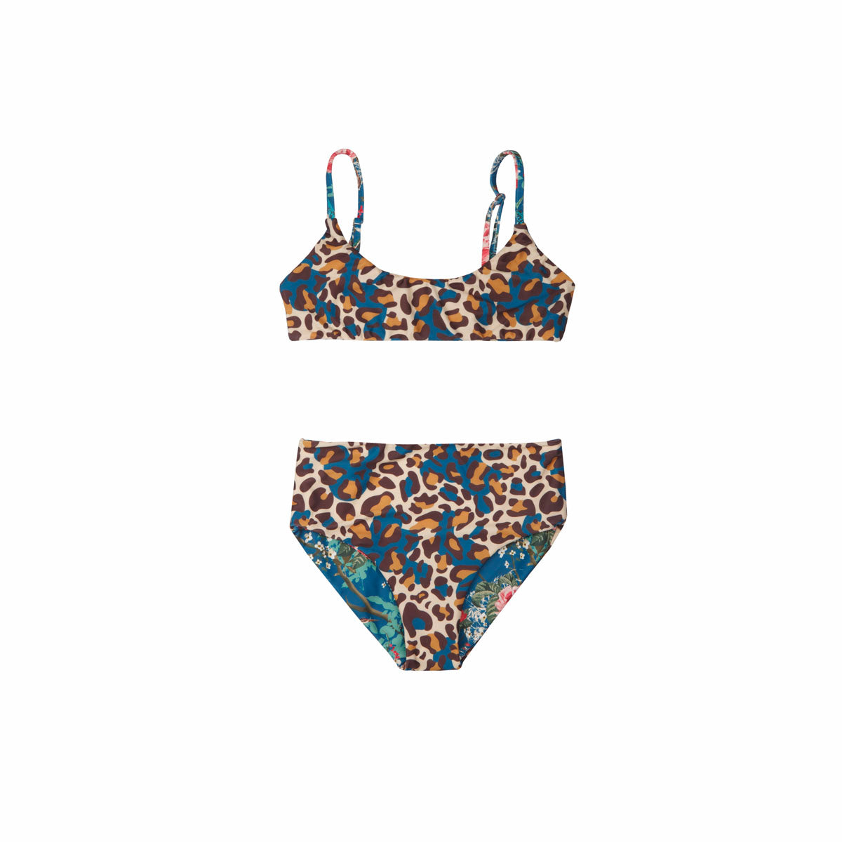 Girls Leopard Reversible Bikini with High Waist - Front 1