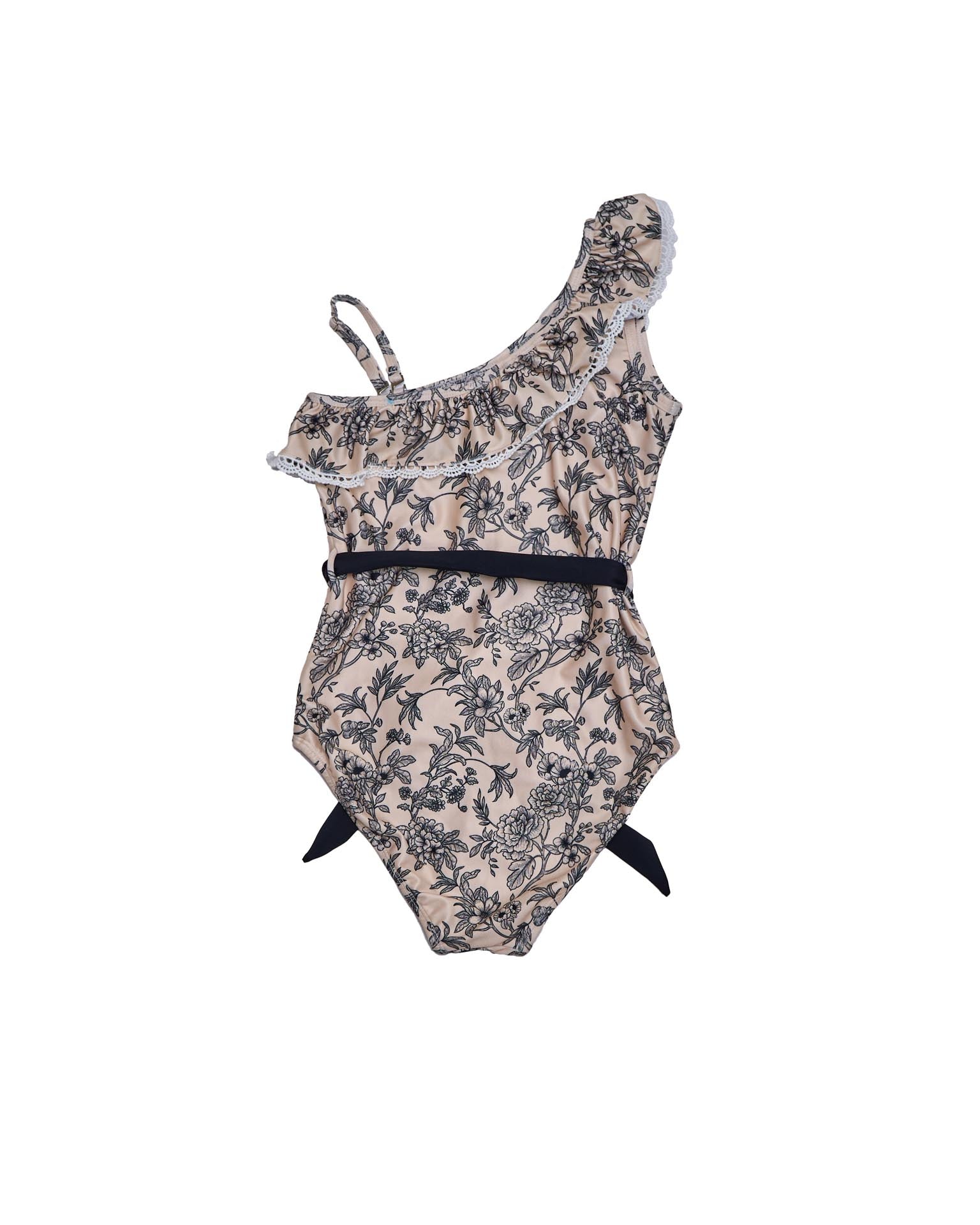 One Shoulder One Piece with Ruffle Trim