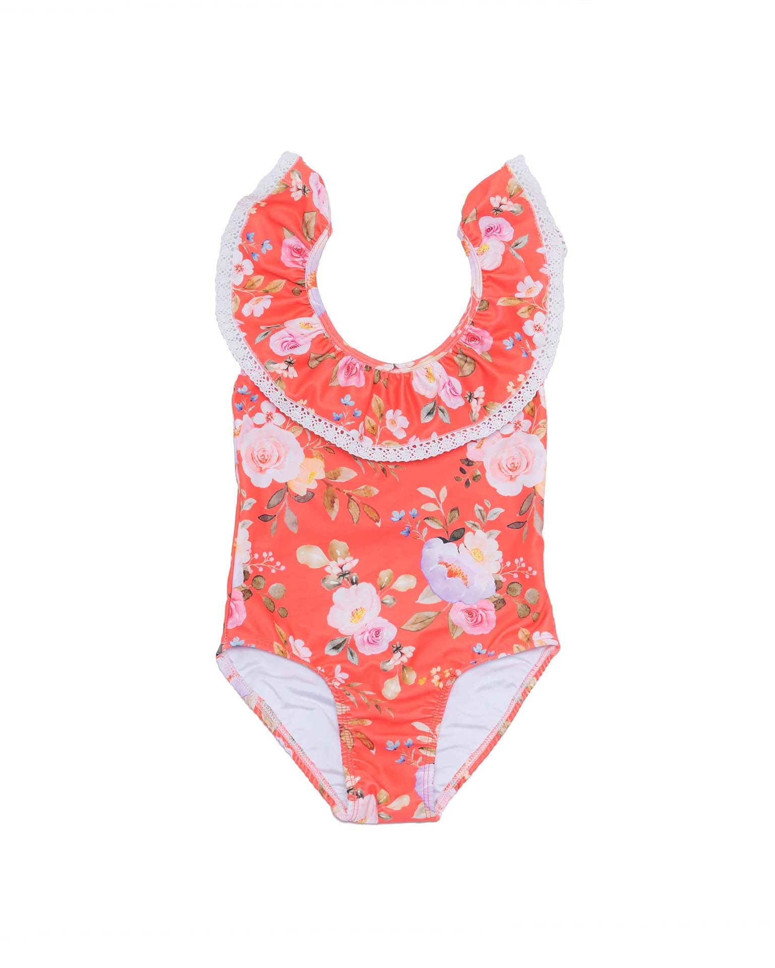 Ruffle Neck One Piece Swimsuit