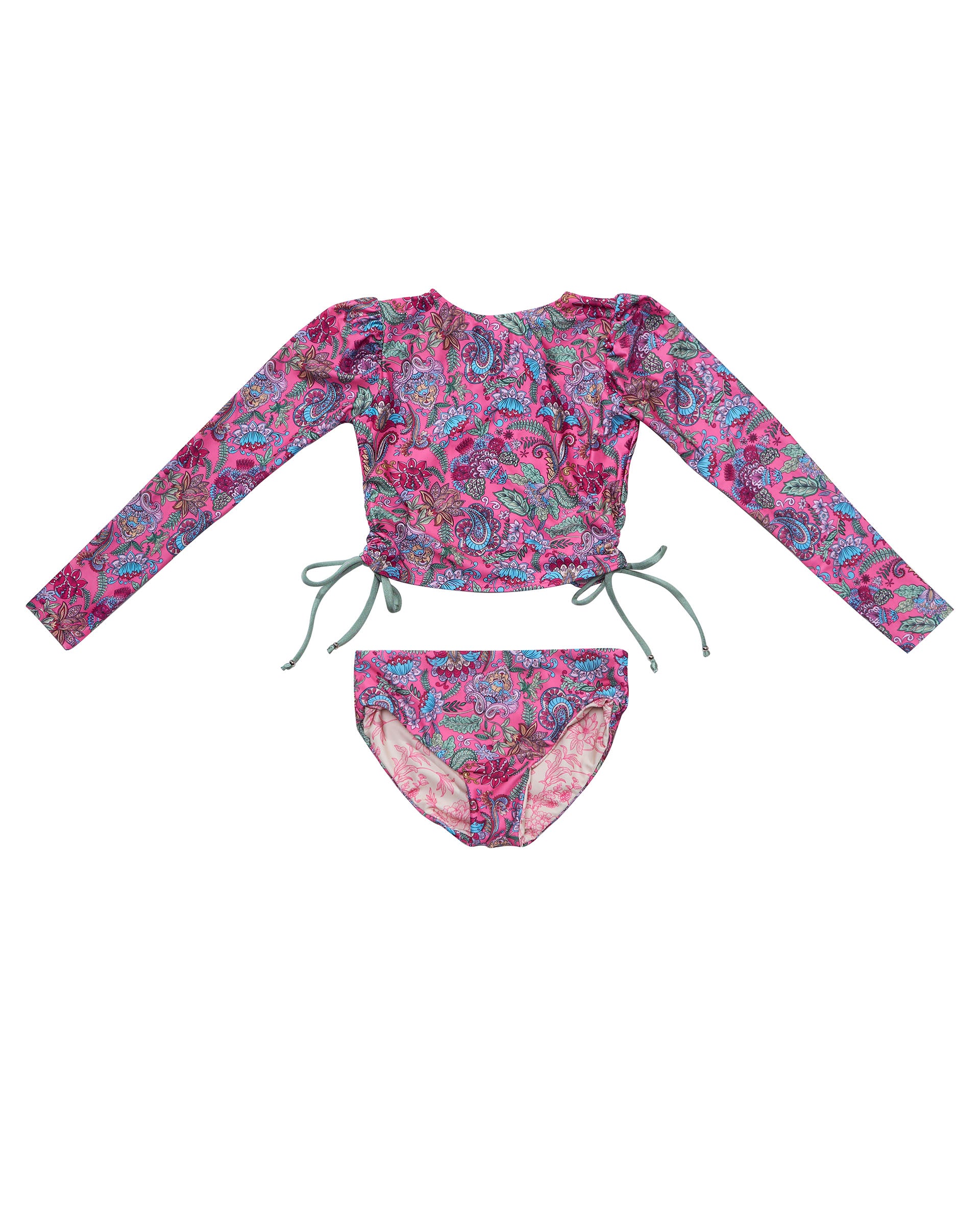 2 Piece Swimsuit Set with Side Ties (Reversible Bottoms)