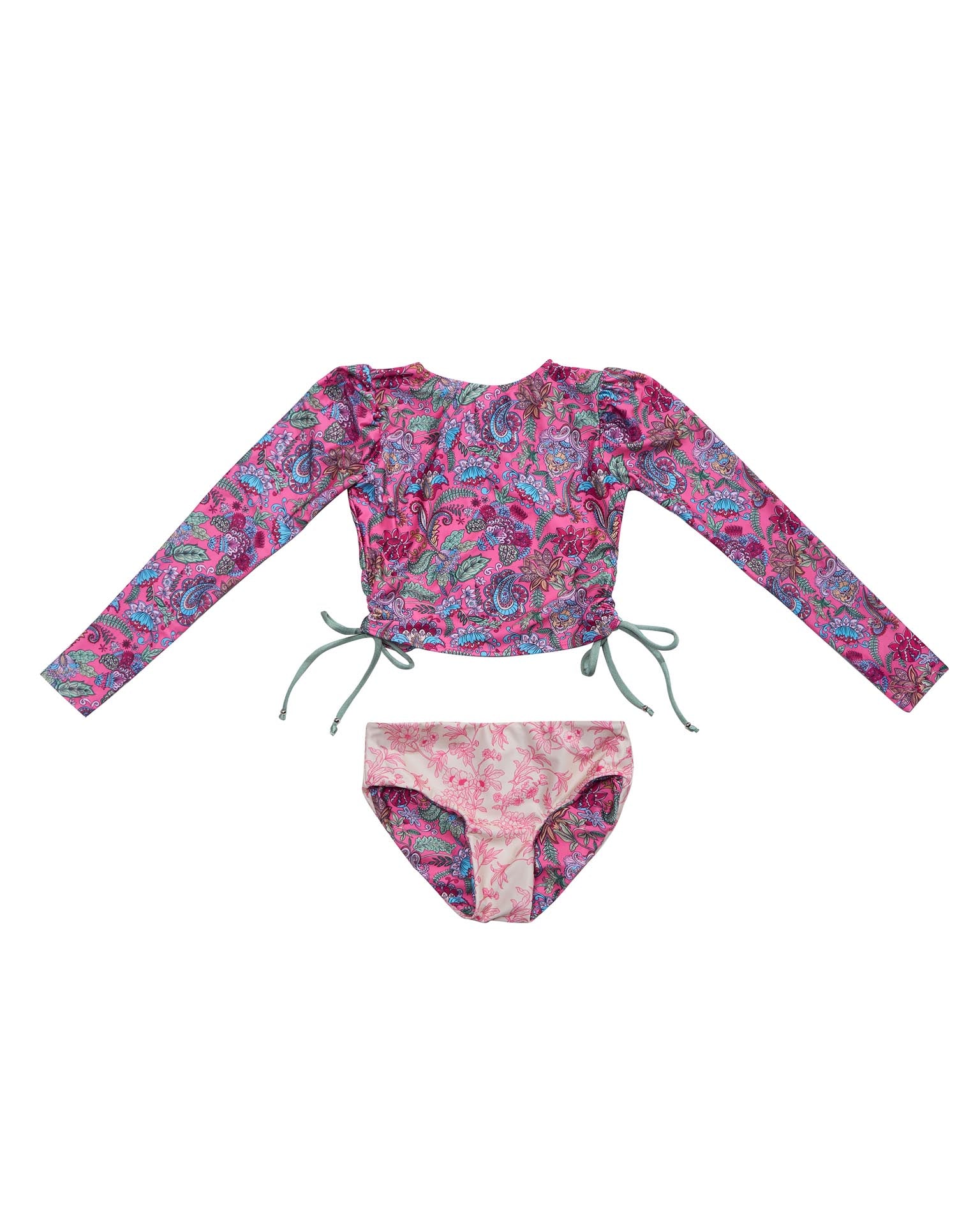 2 Piece Swimsuit Set with Side Ties (Reversible Bottoms)