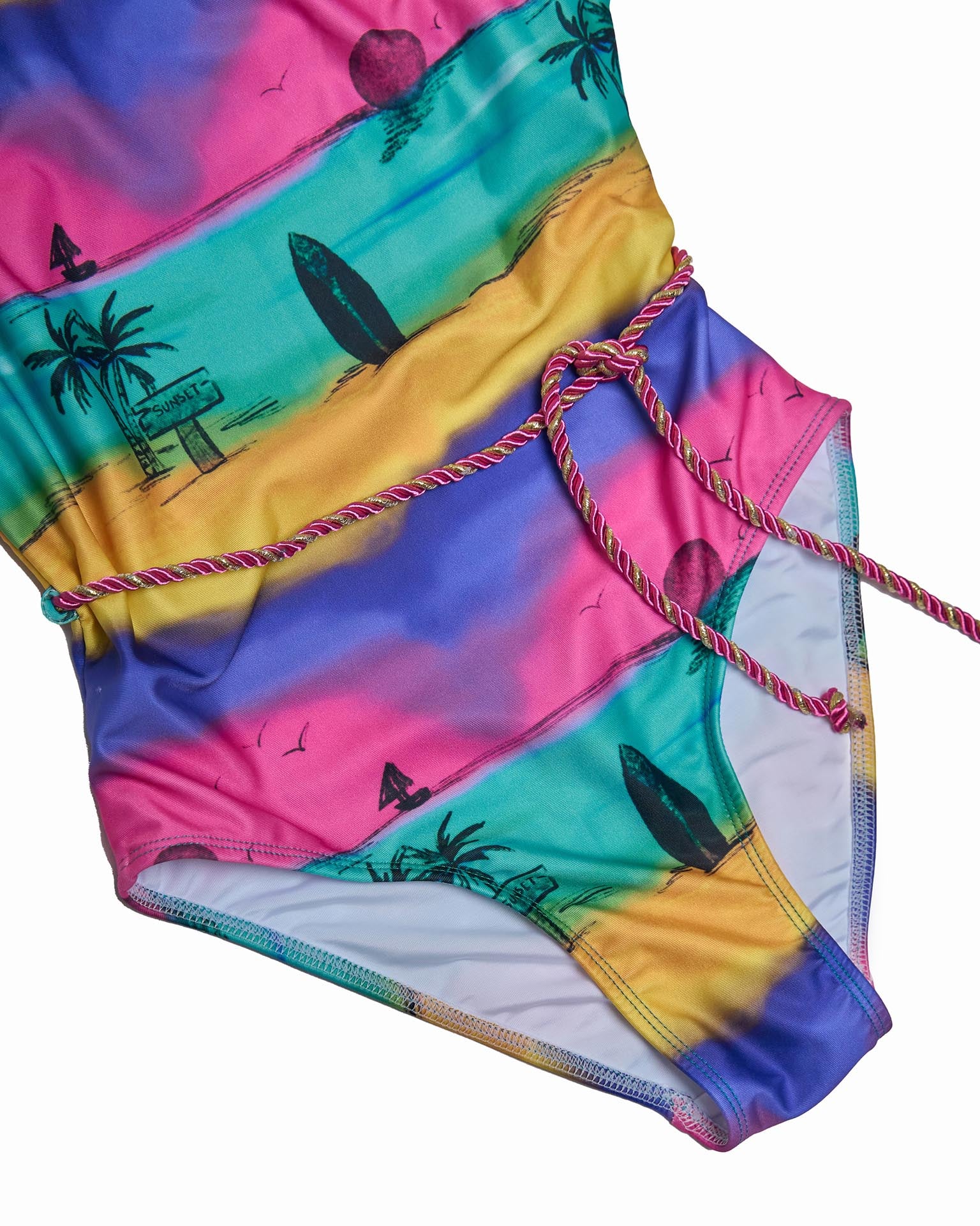 T-Back One Piece Swimsuit with Belt