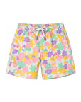 Boys Board Shorts in April Love pastel floral print – front view – Olga Valentine