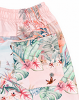 Close-up of the back pocket and silver drainage eyelet on Boys’ Wild Palms board shorts.