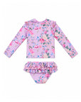 Girls 2 Piece Swim Set with Frilly Bottoms – Violetta - Olga Valentine girls swimwear back view