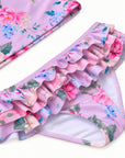 Girls 2 Piece Swim Set with Frilly Bottoms – Violetta - Olga Valentine girls swimwear -close up of frills