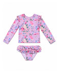 Girls 2 Piece Swim Set with Frilly Bottoms – Violetta - Olga Valentine girls swimwear front view