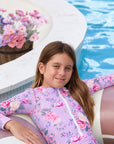 Girls Long Sleeve Zip One Piece – Violetta - Olga Valentine girls swimwear (image 7 of 7)