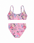 Girls’ reversible Lilienne floral bikini, back view showing adjustable straps and matching bottoms.