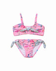 Girls Sweetheart Tie Bikini – Lilienne – front view flat lay | Olga Valentine luxury girls swimwear