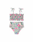 Girls Shirred Bikini – Celestine – back view flat lay | Olga Valentine luxury girls swimwear