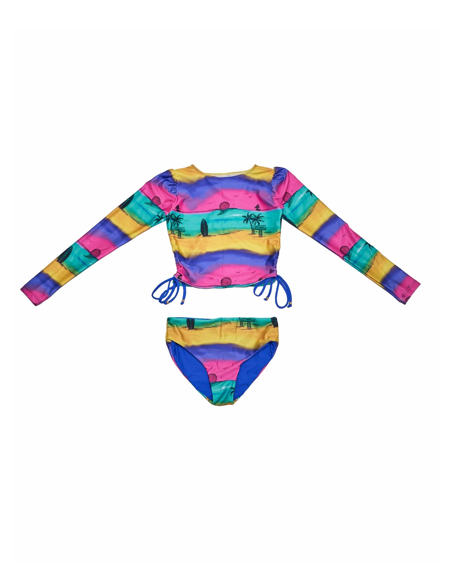 2 Piece Swimsuit Set with Side Ties (Reversible Bottoms)