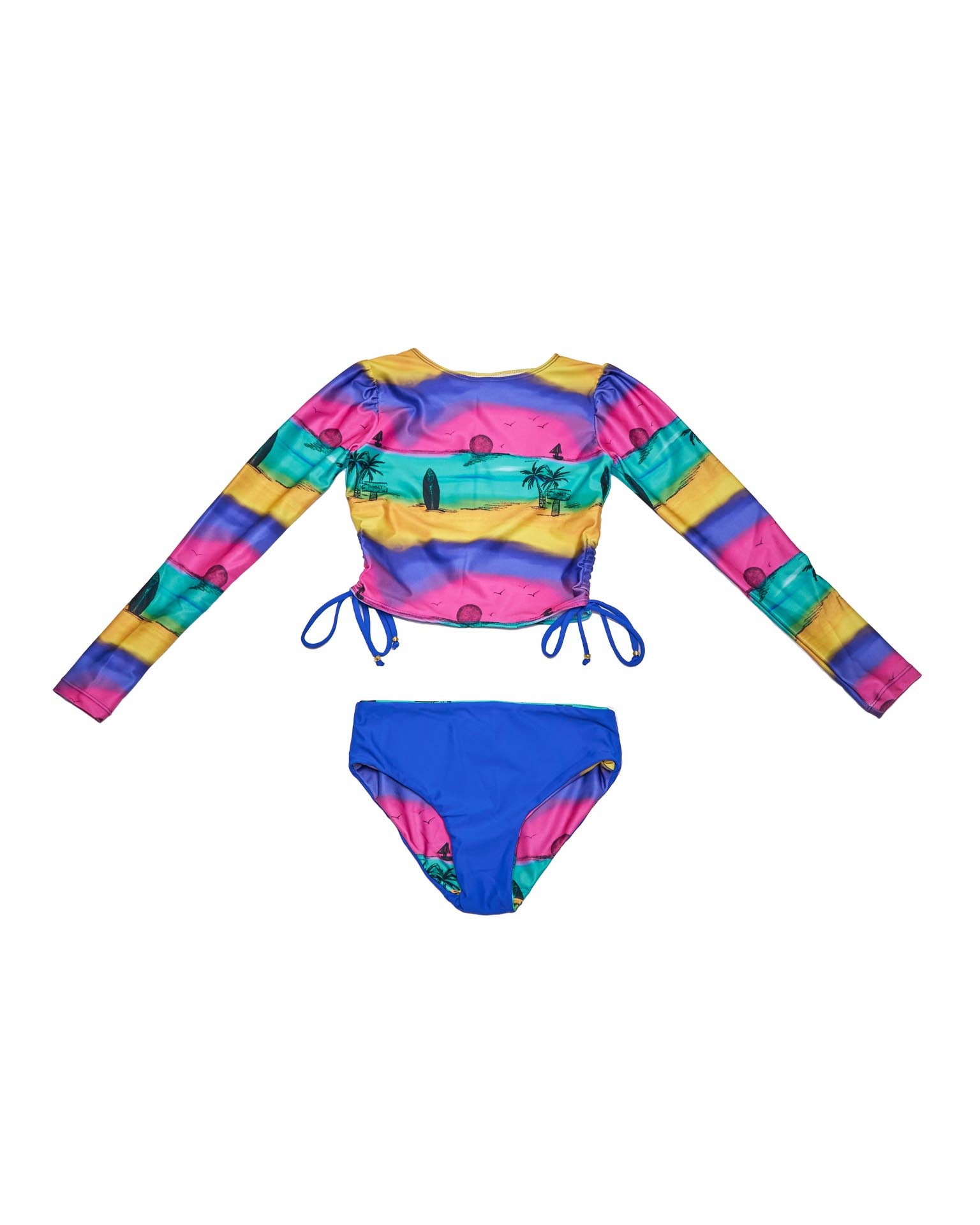 2 Piece Swimsuit Set with Side Ties (Reversible Bottoms)
