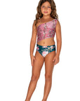 Girls One Piece Swimsuit - Pink Floral - Passionate - Front
