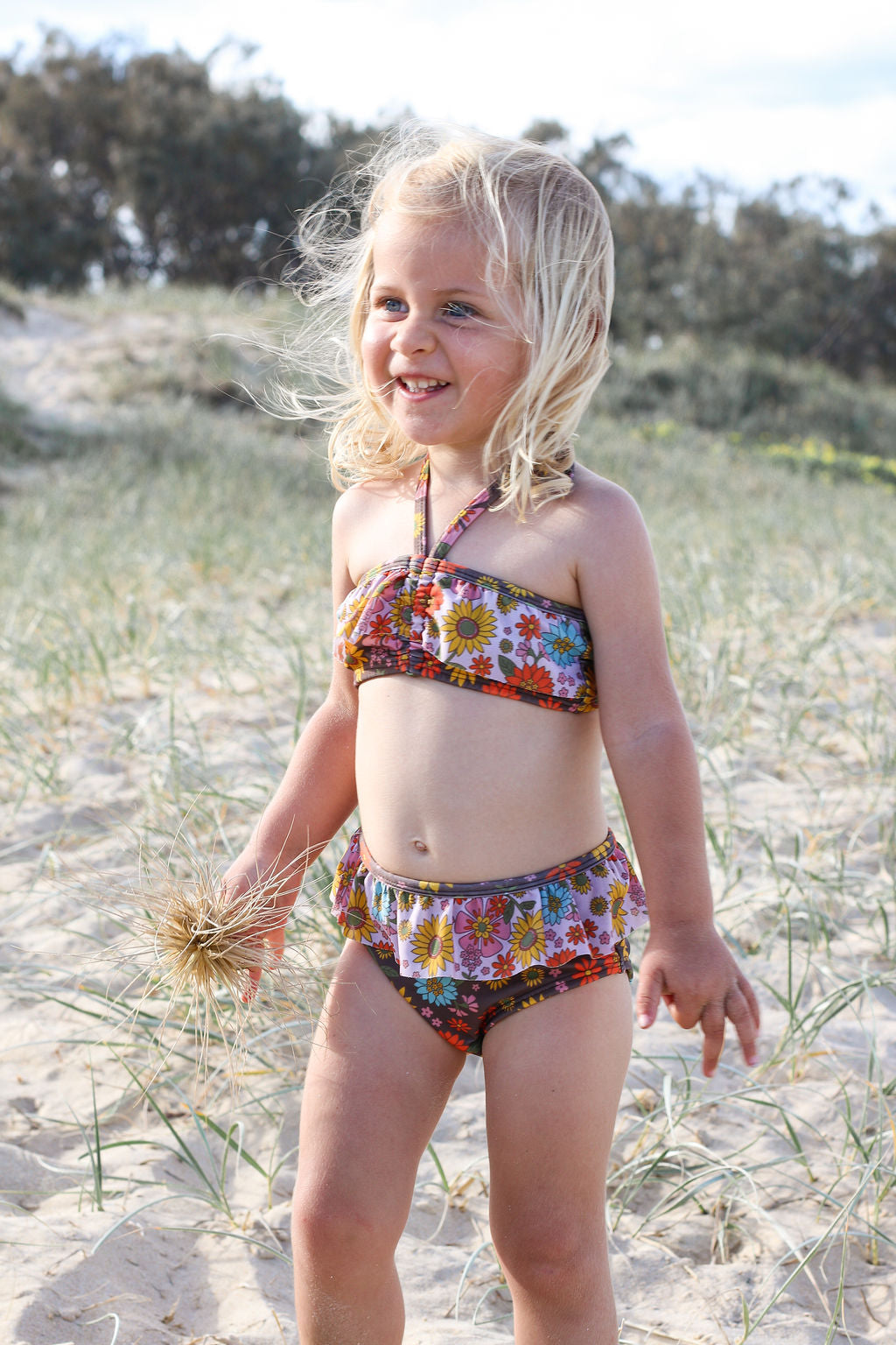 Girls High Waisted Bikini - Brown Floral - Poppy - Lifestyle 9