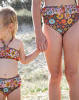 Girls High Waisted Bikini - Brown Floral - Poppy - Lifestyle 3