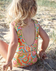 Girls One Piece Swimsuit - Retro Print - Lilly - Lifestyle 3
