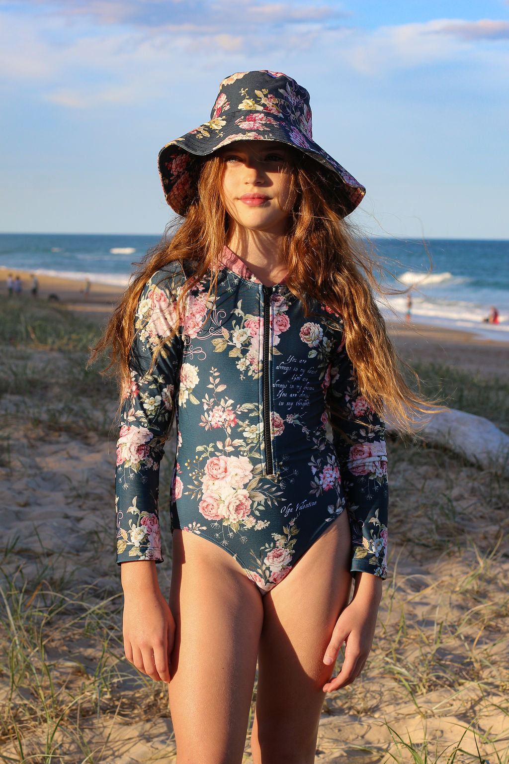 Girls Bucket Hat - Navy Blue Floral - Passionate - Lifestyle 4