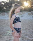 Girls Ruched High Waist Bikini - Black Floral - California - Lifestyle 2
