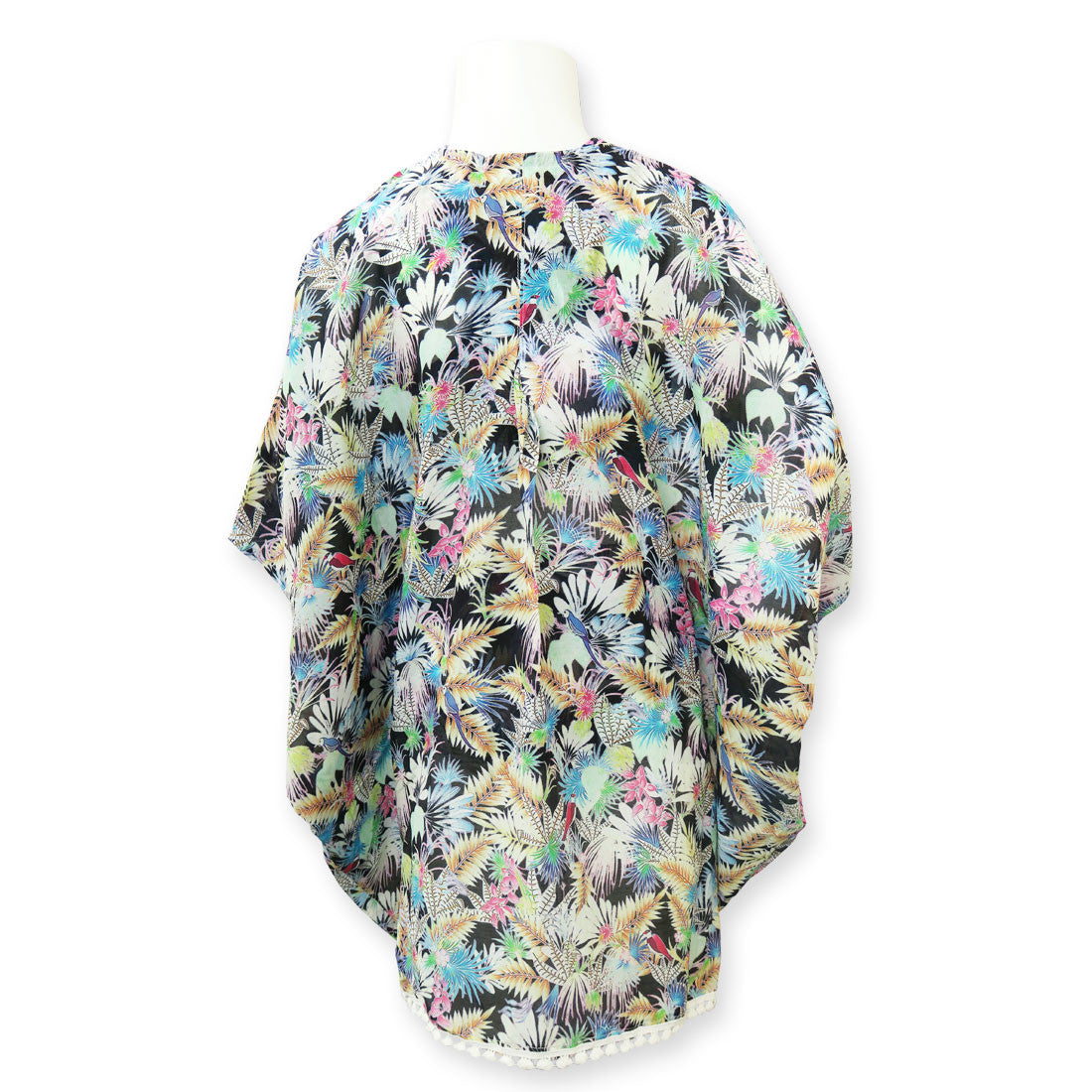 Tropical Bird Black Kimono