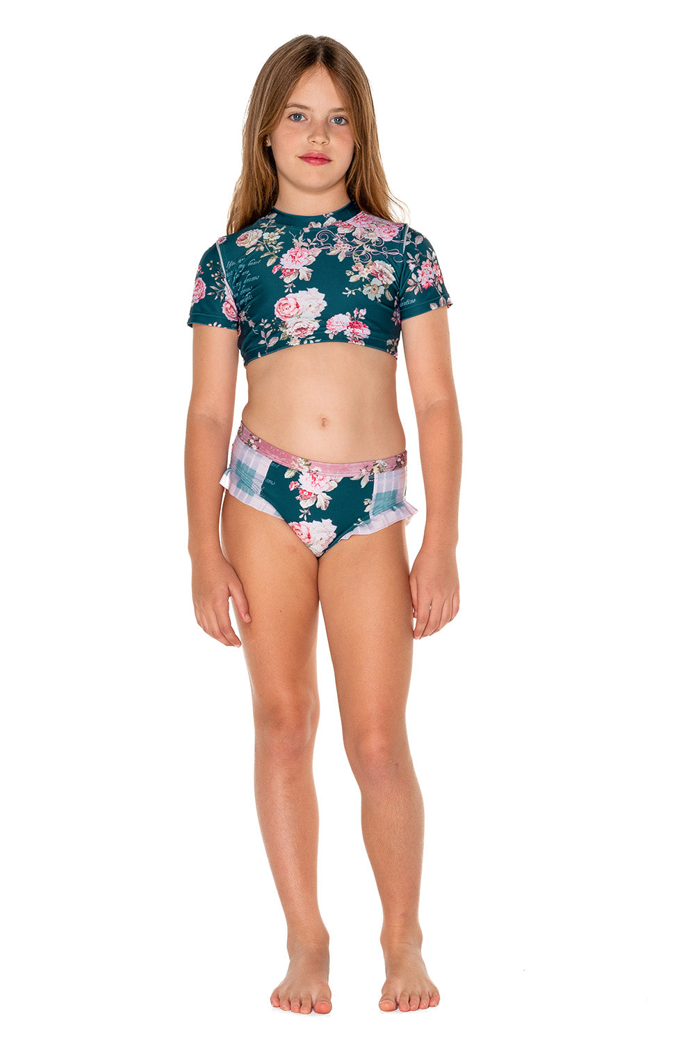 Girls Bikini Set - Navy Blue Floral - Passionate - Front 1