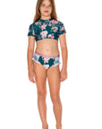 Girls Bikini Set - Navy Blue Floral - Passionate - Front 1