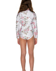 Girls Long Sleeve Swimsuit - White Floral - Day Dream - Back