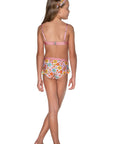 Girls Bikini Swim Set - Pink Retro Floral - Harmony - Back 2