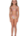 Girls Bikini Swim Set - Pink Retro Floral - Harmony - Front 2