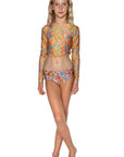 Girls Long Sleeve Swim Set - Retro Print - Lilly - Front 2