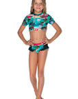 Girls Bikini Rash Set - Retro Cadillac - Front 1