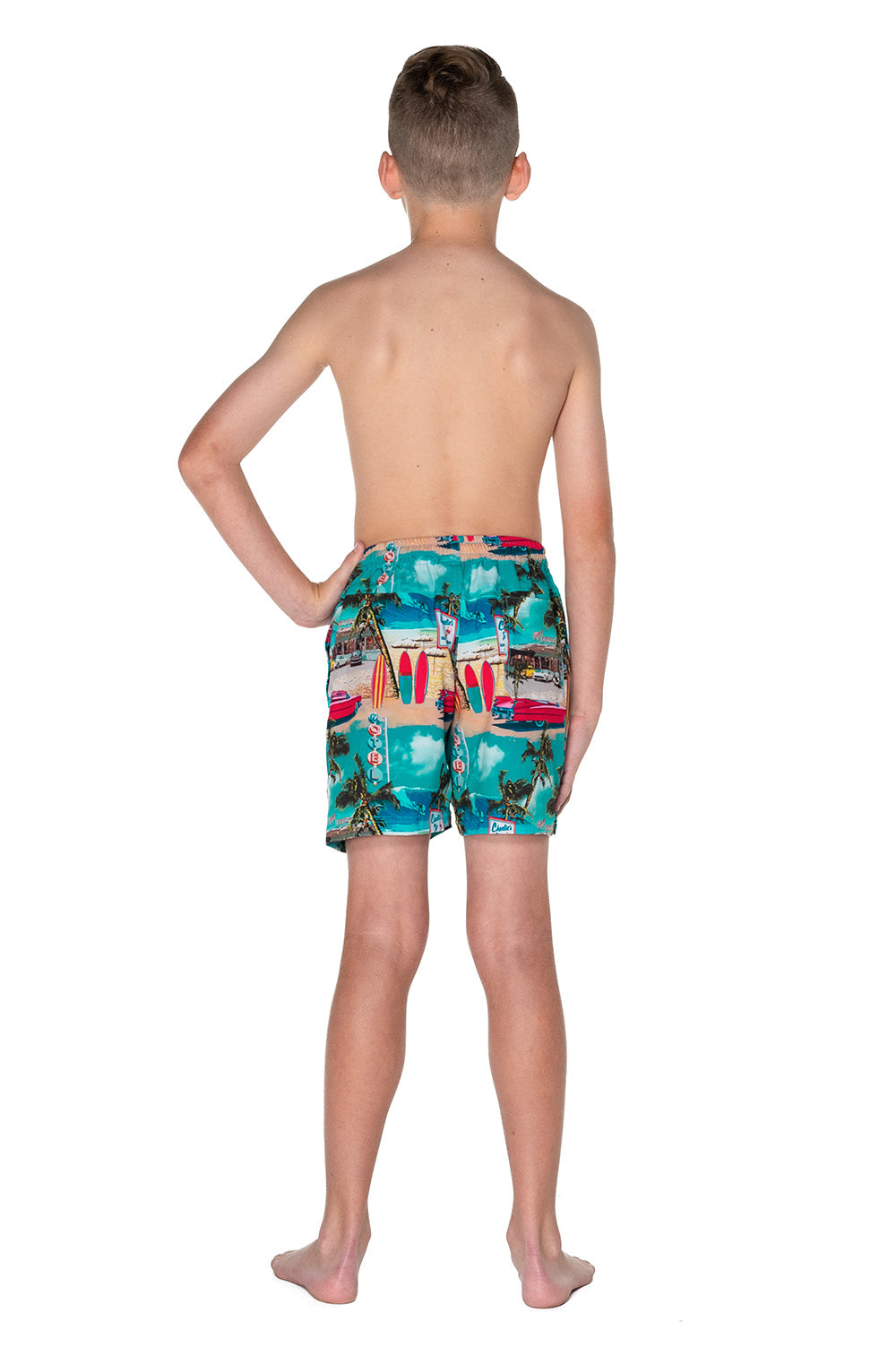 Boys Board Shorts - Retro Cadillac - Back