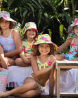 Girls Bucket Hat - Yellow Hawaiian Floral - Lei - Lifestyle 2