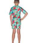 Boys Short Sleeve Rashie - Grey Hawaiian Floral - Moana - Back