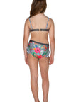 Girls Bikini Rashie Swim Set - Grey Hawaiian Floral - Isla - Back 2