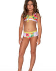 Girls Bikini Rashie Swim Set - Grey Hawaiian Floral - Isla - Front 2