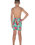 Boys Board Shorts - Blue Hawaiian Floral - Moana - Back